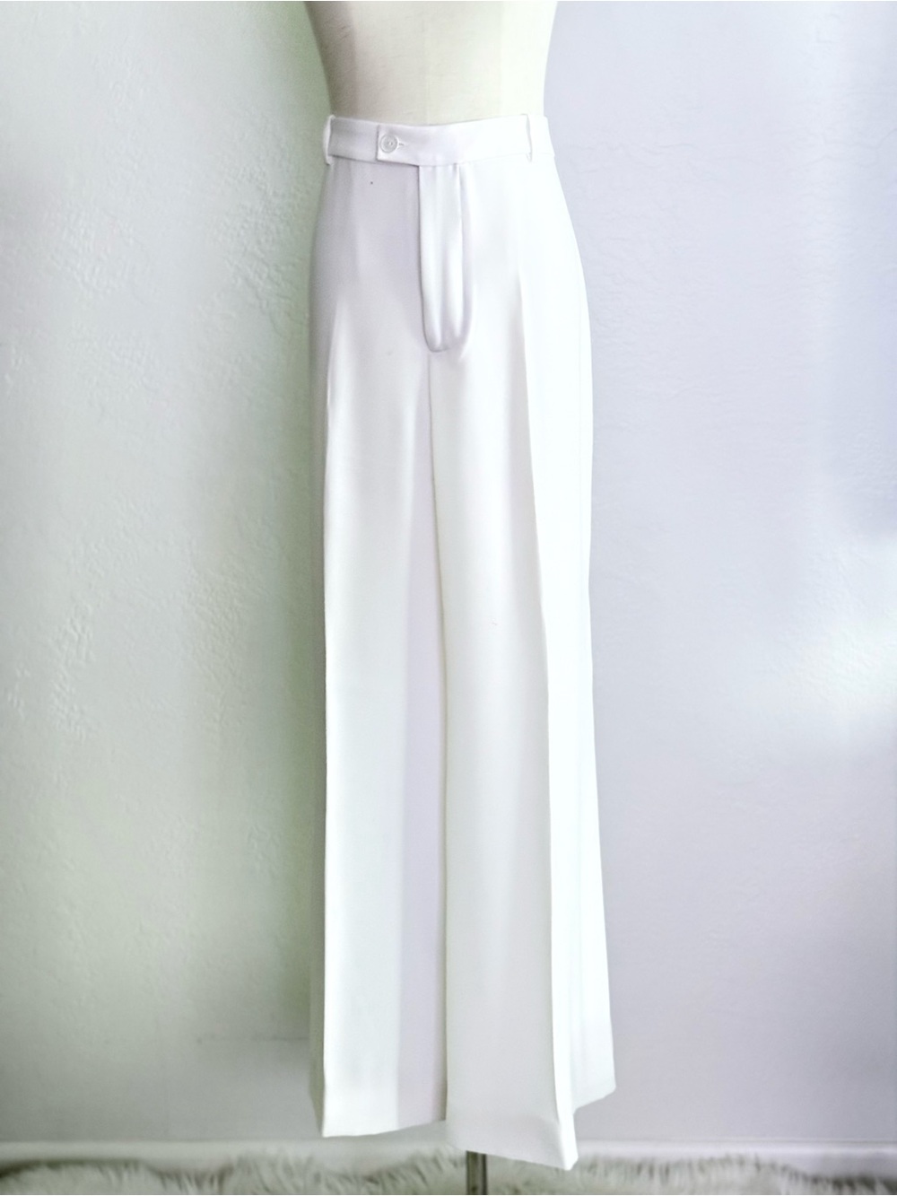 ZARA White High-Waist Tailored Suit Trousers Size XL Minimalist Wide Leg
